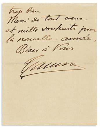 CARUSO, ENRICO. Autograph Letter Signed, Caruso, to Jessie Barskerville (Chèr Amie), in French,